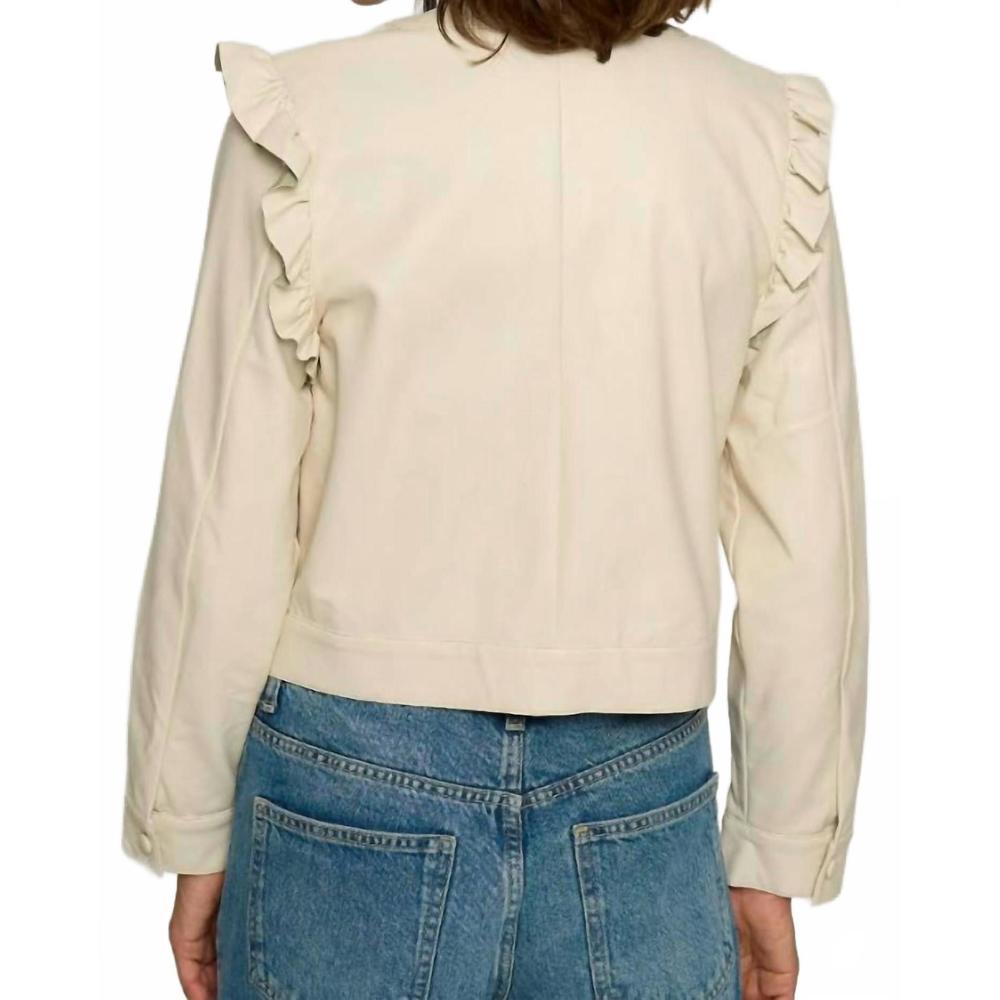 NEW CENTRAL PARK WEST ruffle vegan jacket in ivory - Picture 2 of 3